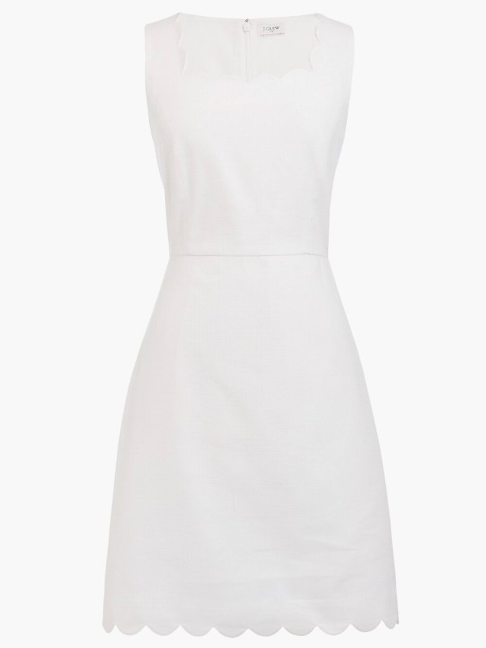 JCrew Factory Sleeveless Scalloped Basketweave Square Neck Dress White US 6 NWOT